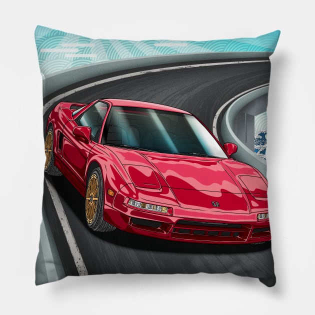 Honda NSX (1983) Japanese Art Pillow by Guyvit