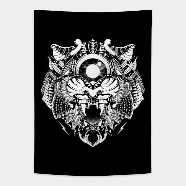 One Eye Tiger Tapestry by GODZILLARGE