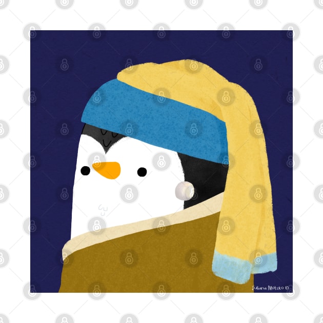 Penguin with Pearl Earring Art Series by thepenguinsfamily