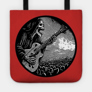 "Reaper Riffs: Unleash the Power of the Afterlife with our Electric Guitar-Strumming Grim Reaper Design! Dark meets Rock in this Edgy Artwork – Perfect for Those Who Crave Musical Macabre Tote