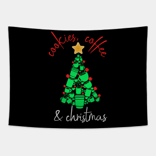 Cookies, Coffee, and Christmas Cup and Mug Tree - For Coffee lovers! Tapestry