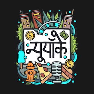 New York City Hindi Doodle T-Shirt