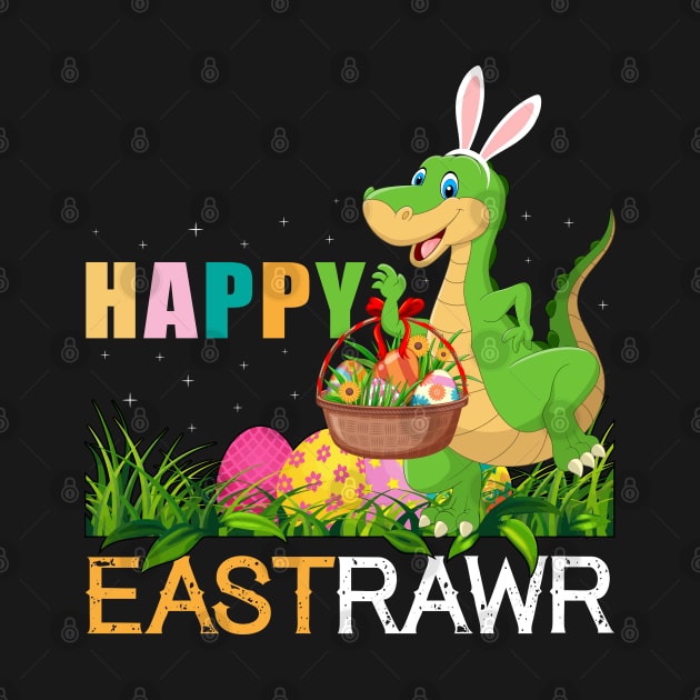 Happy Eastrawr T Rex Dinosaur Funny Easter Bunny Egg Kids by GreatDesignsShop