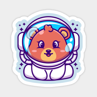 Cute baby bear wearing an astronaut helmet, cartoon character Magnet