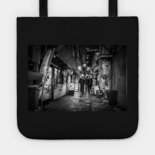 Black and White Tokyo bar alley monochrome Tote