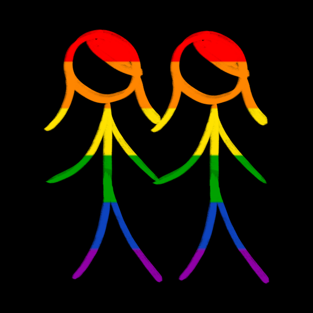 Rainbow Lesbian stick figures by WelshDesigns