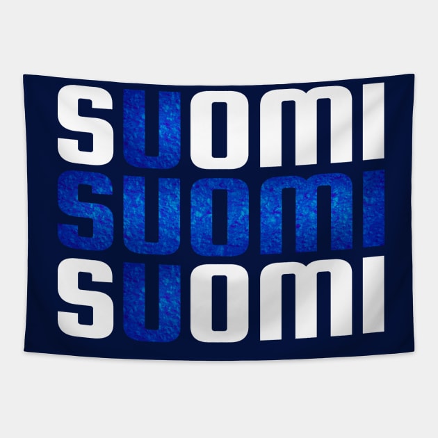 Suomi Finland flag Tapestry by Purrfect