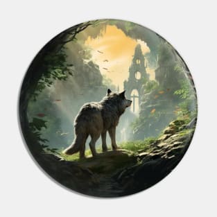 Twilight Sentinel - Wolf's Ancient Watch Pin