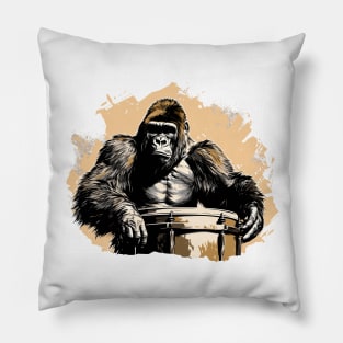 Gorilla playing drums Pillow