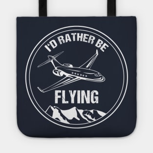 Airliner Pilot Gift T-Shirt I'd Rather be Flying Airplane Aviation Tote