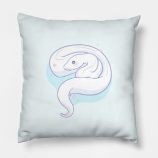 Blue-Eyed Leucistic Ball Python Original Illustration Pillow