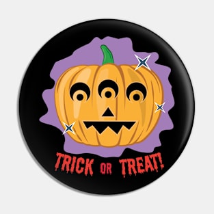 3-eyed Spooky Halloween Pumpkin - Trick or Treat Pin