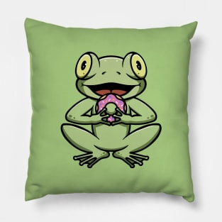 Cute Frog Eating Donut Pillow