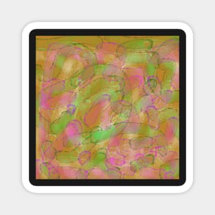 Amoebas Abstract Green Pink Orange Magnet