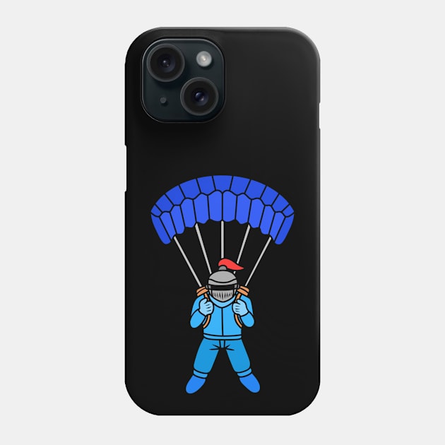 Cartoon knight with parachute Phone Case by Andrew Hau