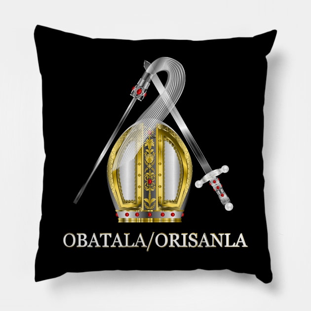 Orisha Obatala Papal Hat Silver Sword and Whisk Pillow by geodesyn