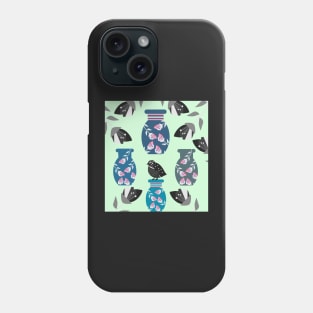 Quail, flowers and vases Phone Case