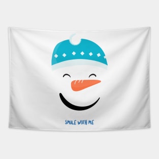 Happy Snowman Smiley Face Tapestry