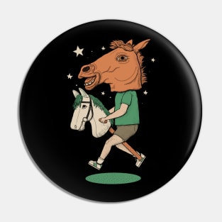 Surreal Hobby Horse Show Jumping Kid Pin