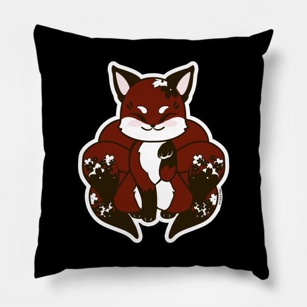 Red & Black Kitsune Pillow by Ranefea