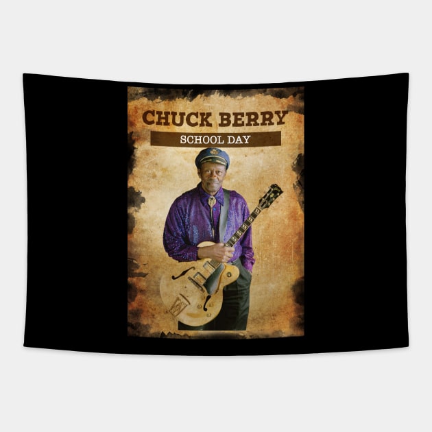 Vintage Old Paper 80s Style Chuck berry School Day Tapestry by Madesu Art