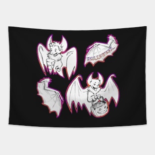 Halloween B&W Bats Pattern Tapestry