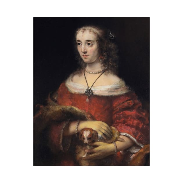 Portrait of a Lady with a Lap Dog by Rembrandt by Classic Art Stall