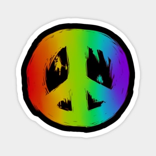 Ragged Peace Sign Rainbow Magnet