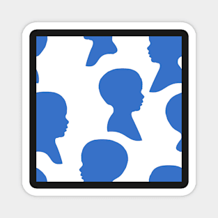 Little Boy Silhouette - Blue on White Background Magnet