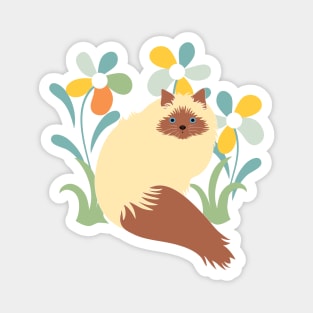 Himalayan Cat and Flowers Magnet