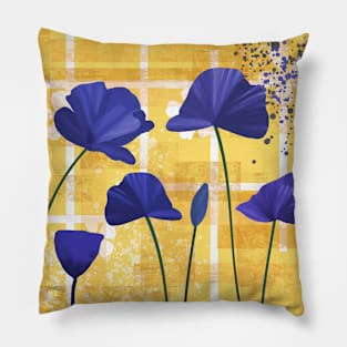 Blue Poppies Pillow