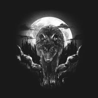 Wolf in the Full Moon day - Animal by Motif Wolf T-Shirt