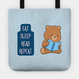 Cute teddy bear reading a book Tote