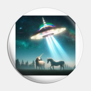 UFO abducting unicorn Pin