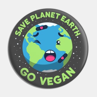 Save The Planet Earth Go Vegan Pin