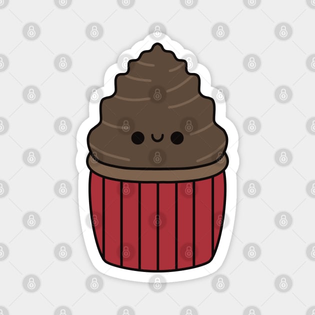 Cute Chocolate Cupcake - Kawaii Cupcake Magnet by KawaiiByDice