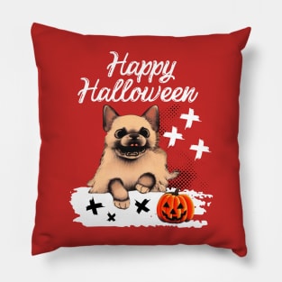 Cute Halloween Australian Cattle Dog Puppy in Halloween Ghost Pumpkin Season Pillow