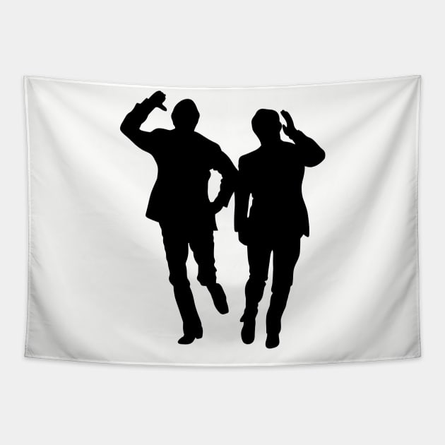 Morecambe and Wise silhouette Tapestry by Stupiditee