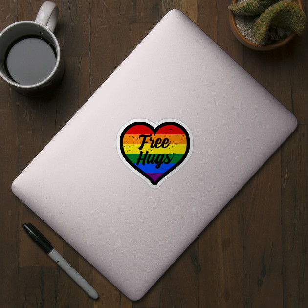 Free Hugs Gay Pride Rainbow Flag Lgbt Heart t-shirt by To-Tee