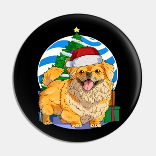 Pekingese Dog Cute Santa Christmas Gift Pin