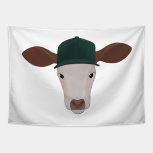 Bull Wearing a Ball Cap Tapestry