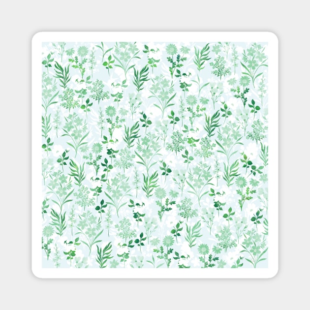 Green Flowers Botanical Painting Magnet by NdesignTrend