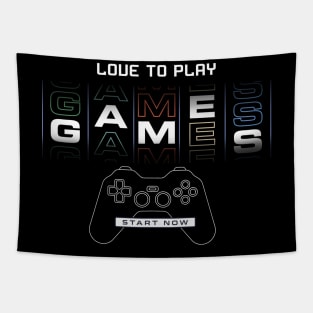 Love To Play Games Controller Gaming Vitage Gamer Tapestry