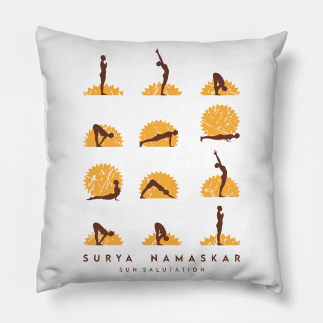 SURYA NAMARKAR - Sun Salutation Pillow by ilustraideia