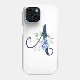 Floral Monogram A Wild Blue Flowers Phone Case