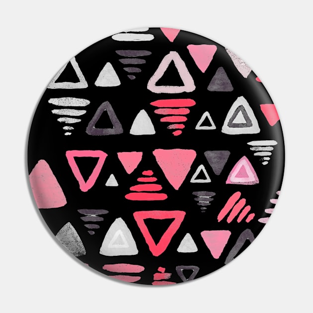 Summer Melon Hot Pink Triangles on Grey Pin by micklyn