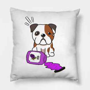 Naughty Bulldog Spills a jar of grape jam! Pillow