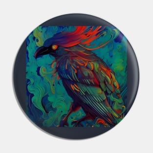 Flamed Feathered Crow Pin