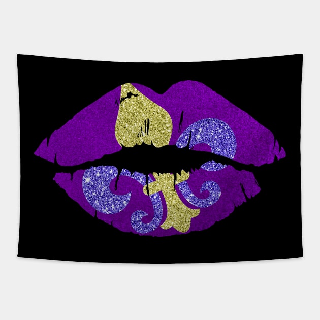 Mardi Gras Carnival Costume Purple Gifts Lips Mardi Gras Tapestry by dounjdesigner