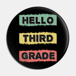 Hello Third Grade Cute Back to School RETRO Gift for Kids and Teachers Pin